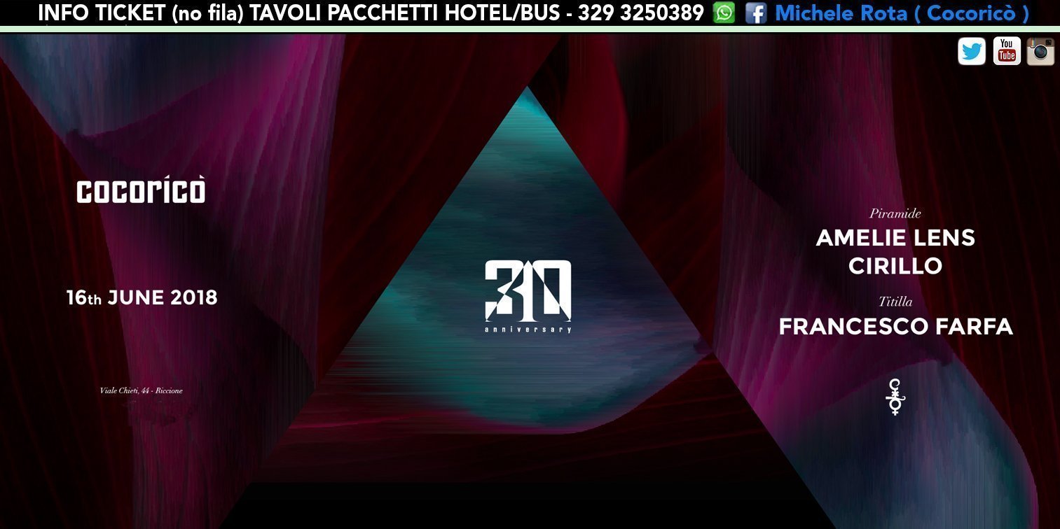 Amelie Lens Cocorico 16 Giugno 2018 Ticket Tavoli Pacchetti Hotel