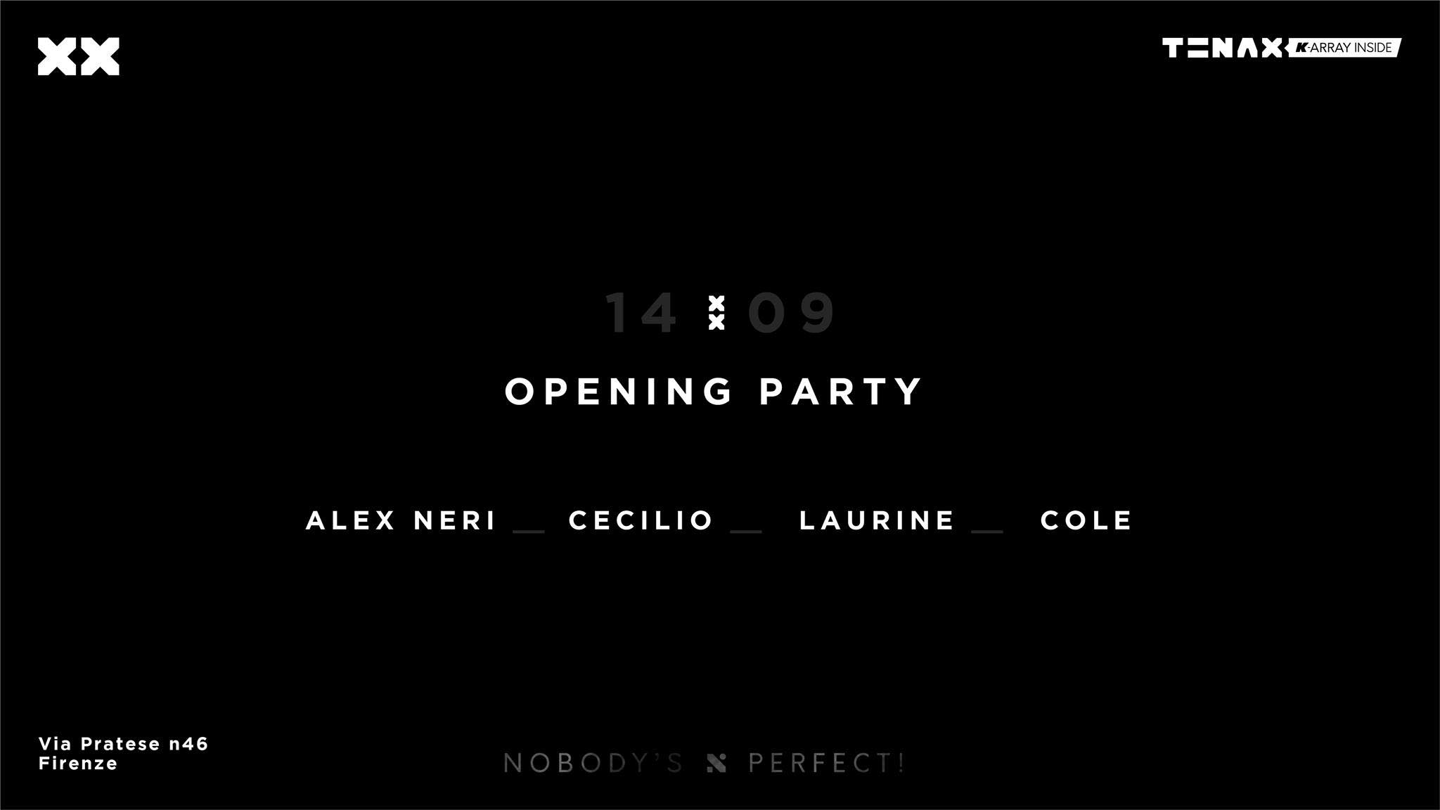 Tenax Opening Party 14 Settembre 2019